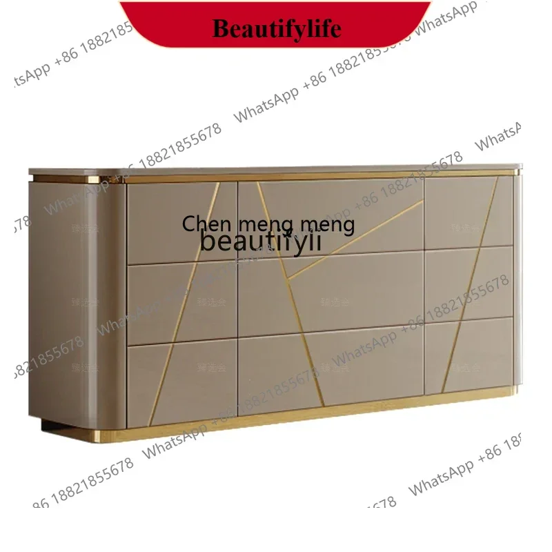 D178  Light luxury chest nine buckets, living room entrance, Hong Kong-style side cabinet modern, partition storage, American st