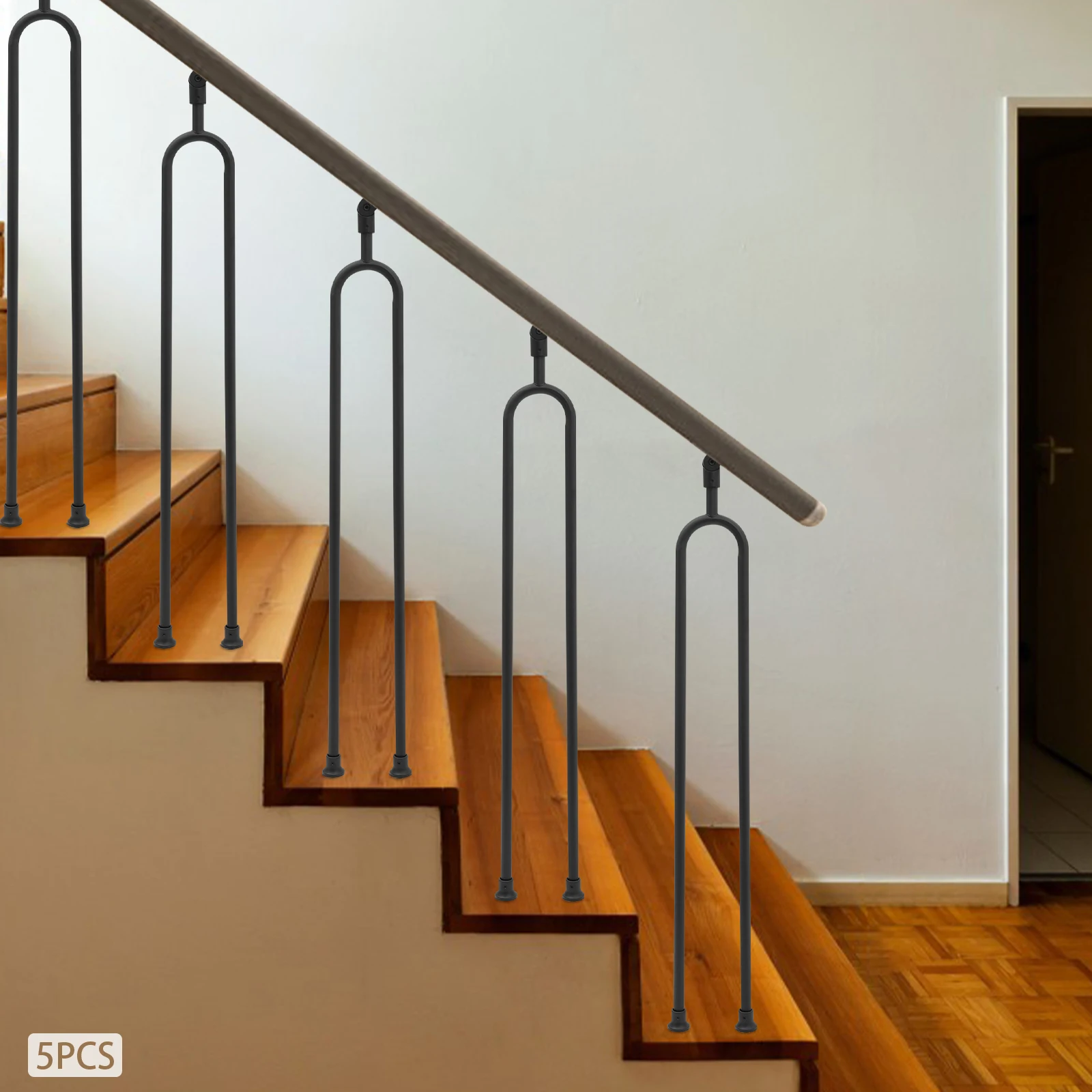 5 قطعة الحديد الأسود 101 سنتيمتر U على شكل درج العمود قابل للتعديل سقف قوس درابزين دعم العمود #4