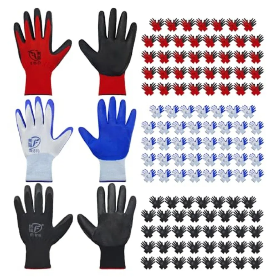 YOUKE OLA 120 Pair Gardening Gloves for Men Women, Breathable Rubber Coated Garden Gloves Working Gloves for Gardening, Constru