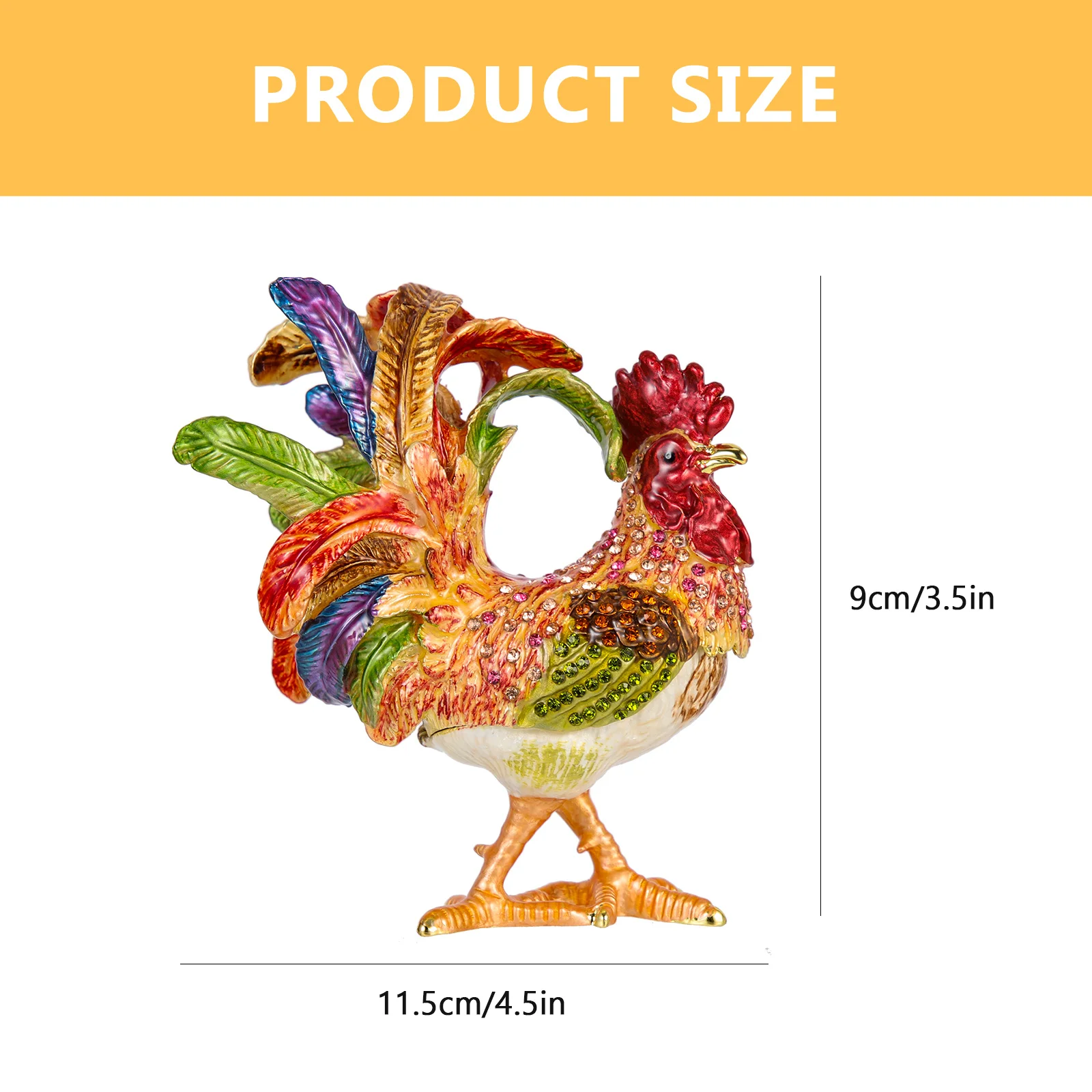 Small Vintage Rooster Jewelry Case Household Ornament Creative Storage Holder for Women Jewelry Case Ring Storage Box