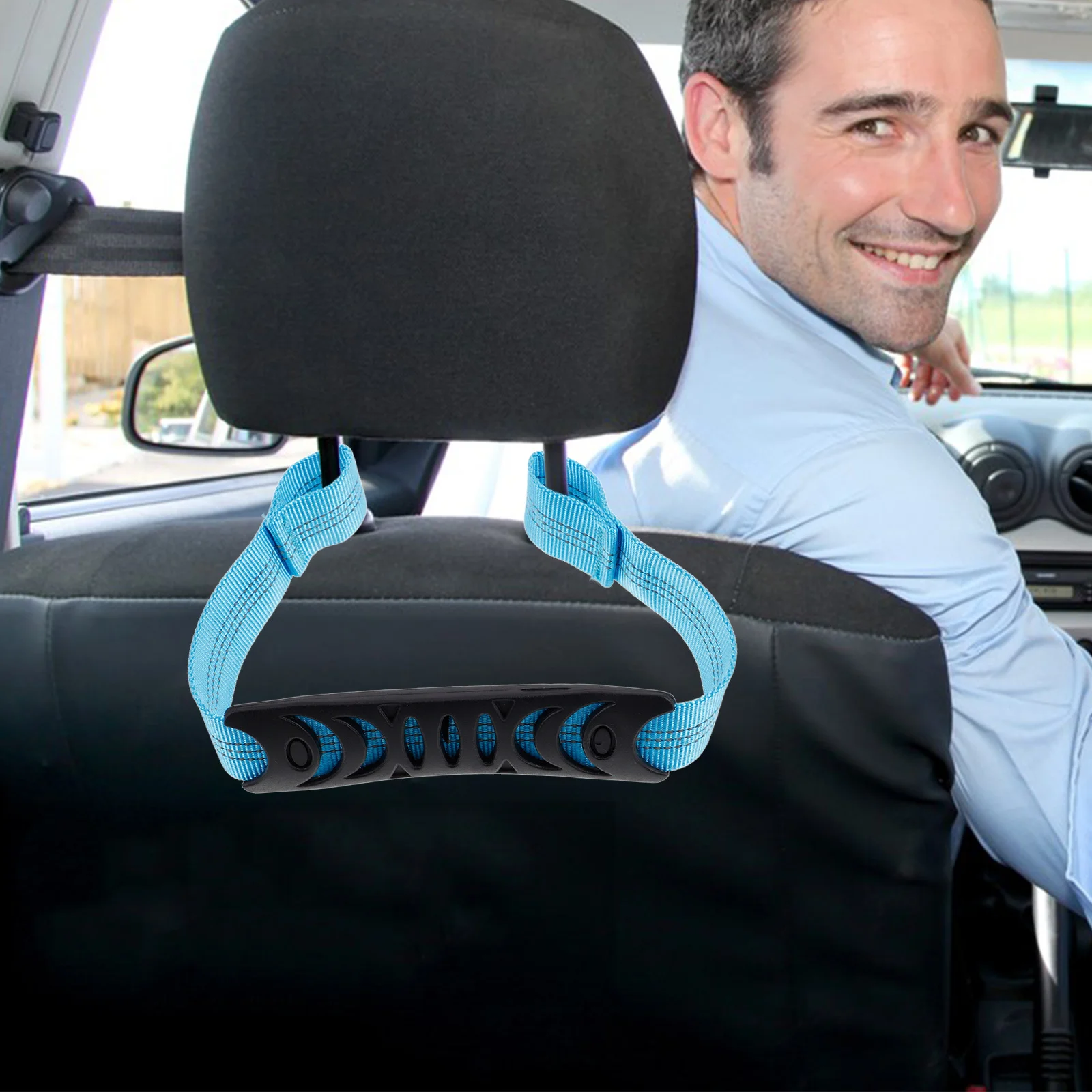 

2pcs Car Safety Grab Handle Heavy Duty Headrest Strap For Rear Seat Durable Travel Handle Interior Accessories