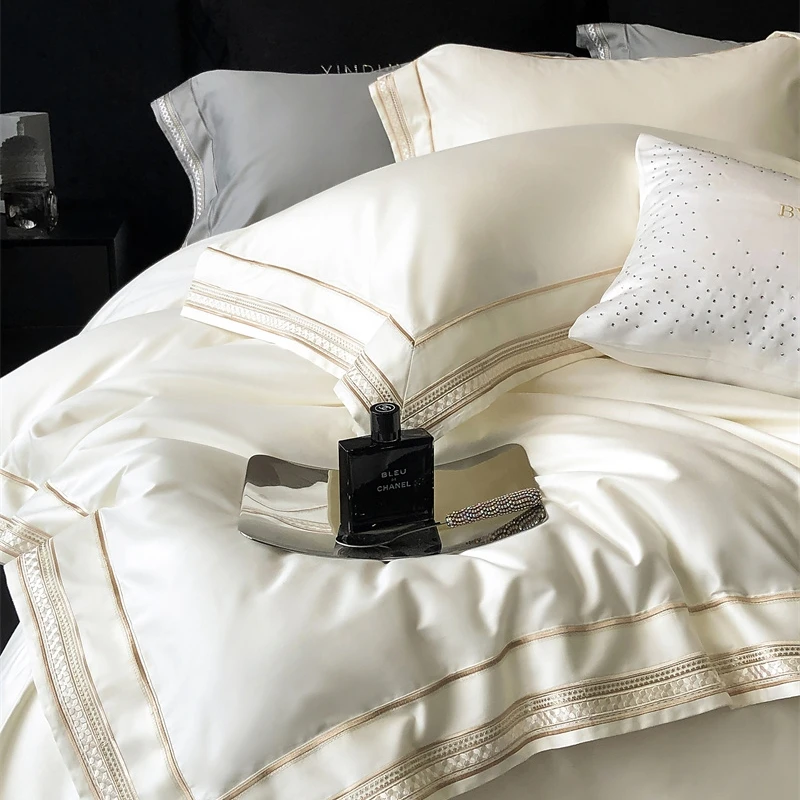 

Luxury Embroidery Wide Edge Solid Color 1000TC Egyptian Cotton Bedding Set Duvet Cover Flat/Fitted Bed Sheet Pillowcases 4Pcs