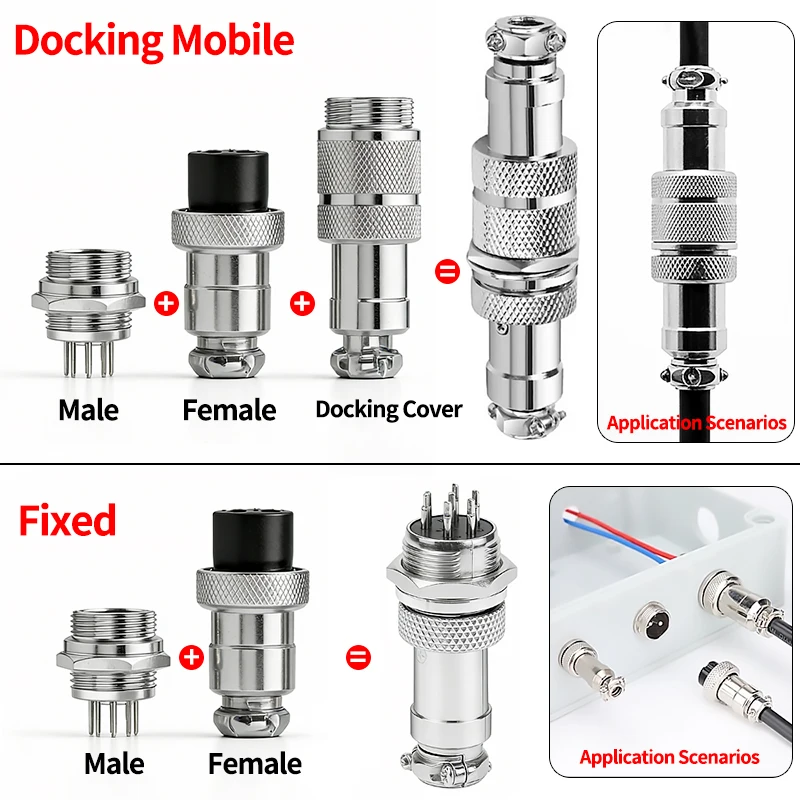 GX16 Connector 2/3/4/5/6/7/8/910Pin Male Female Aviation Connector Waterproof Docking Plug Socket