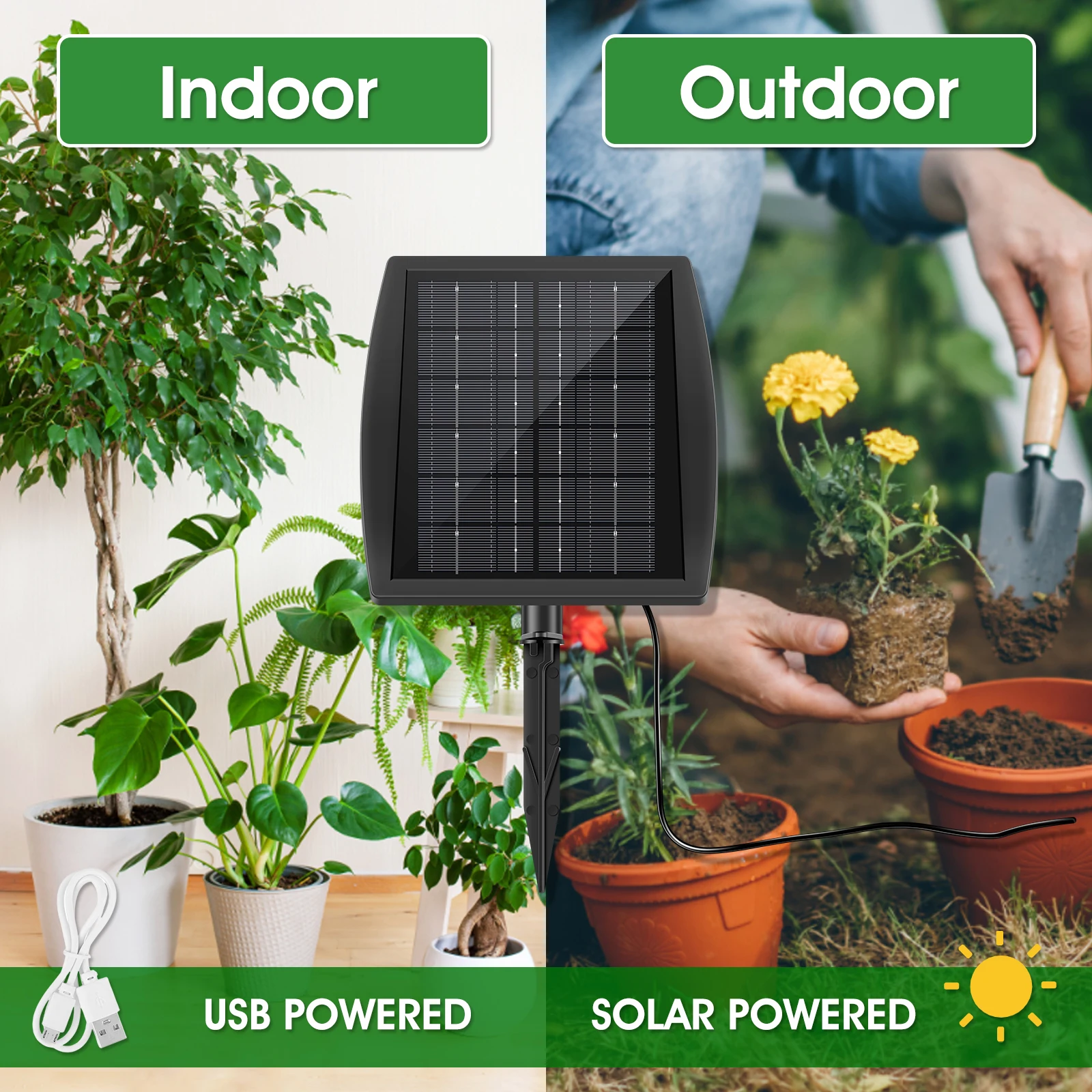 Solar Irrigation Kit Solar Automatic Plant Watering Devices with Timing Modes IP67 Waterproof Solar Powered Drip Irrigation