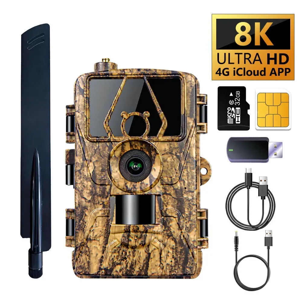 PR801-LTE Hunting Trail Camera 60MP-8K Infrared Night Vision Motion Activated Trigger Security Cam Outdoor Wildlife Photo Traps