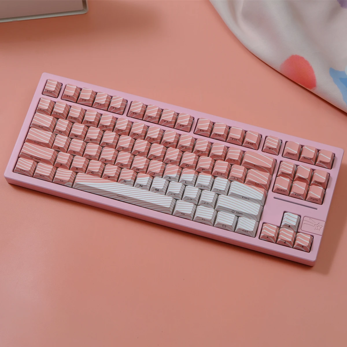 Pink Wave Side-lit Shine Through Keycaps Cherry Profile 130-Tasten Fünf Seiten Dye Sublimation PBT Keycaps für MX Switches Keyboard