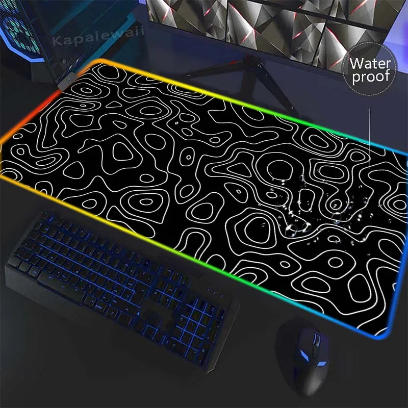 

RGB Waterproof mouse Pad HD Print Black And White mouse Mat LED Luminous Mouse Pads Rubber Keyboard Mat Natural Rubber Carpet