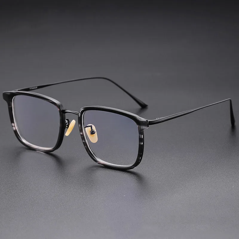 Handmade Acetate Rim Pure Titanium Leg Spectacles Men Women Big Square Glasses Frame Can Customize Myopia Multi-Focal Lenses