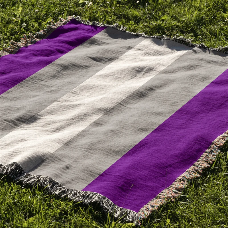 Aertemisi Greysexual Pride Flag LGBT Rainbow Jacquard Fringed Woven Throw Blanket