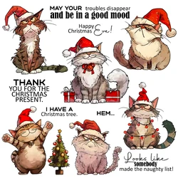 Mangocraft Funny Christmas Cats Cutting Dies Clear Stamp DIY Scrapbooking Metal Dies Silicone Stamp For Cards Albums Decor