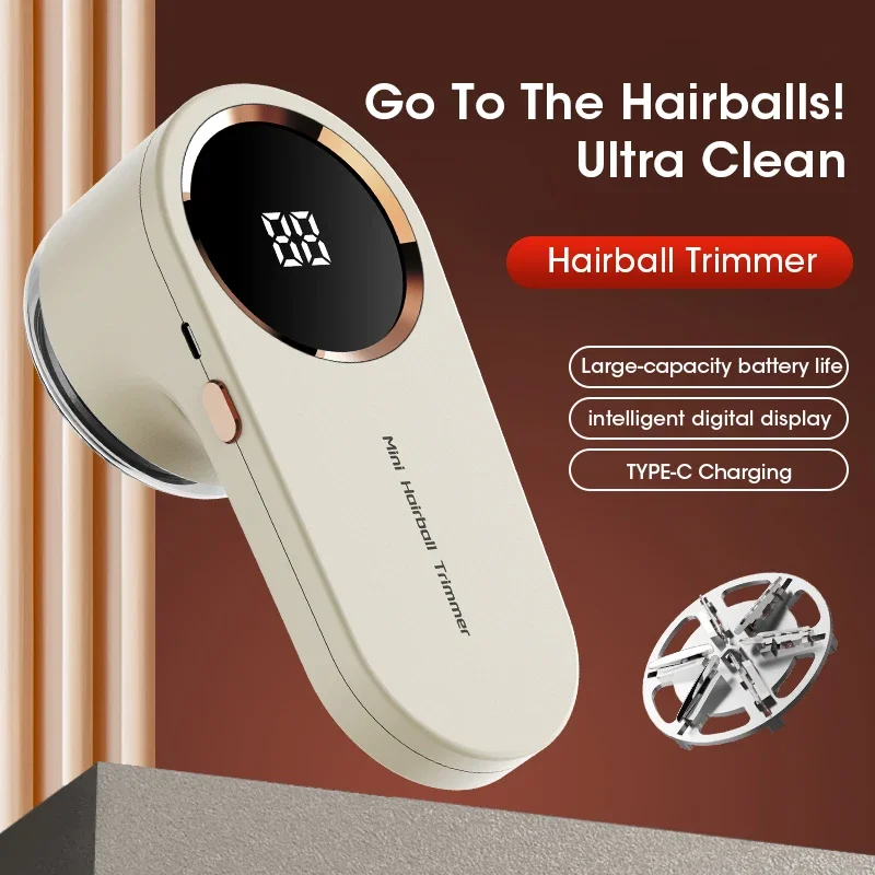 New Electric Hairball Trimmer LED Digital Display Fabric Lint Remover USB Charging Portable Professional Lint Remover Household