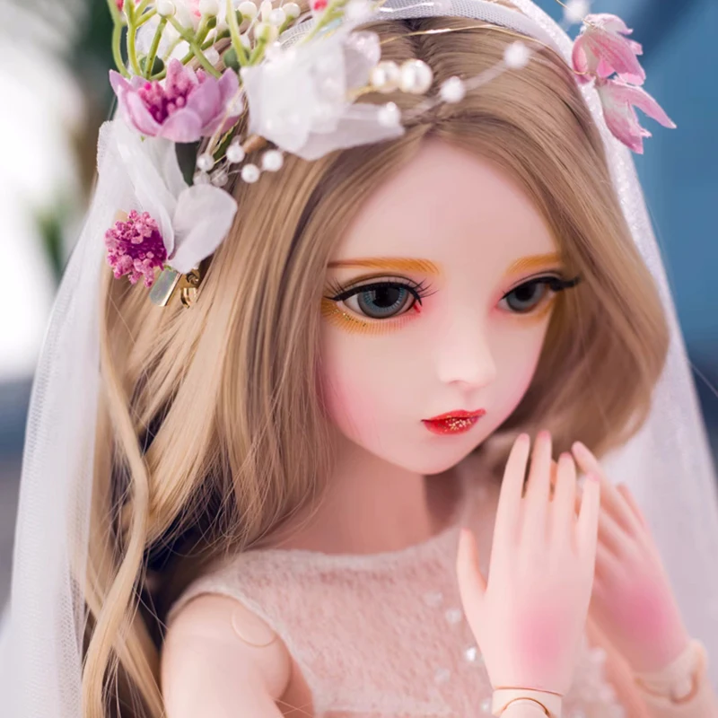 YUTOTUE 60 cm Hoogte Meisje Pop Grote BJD Speelgoed Handbeschilderd Make-Up Levensechte Mooie Kleding Pak Krullend Haar Pruik