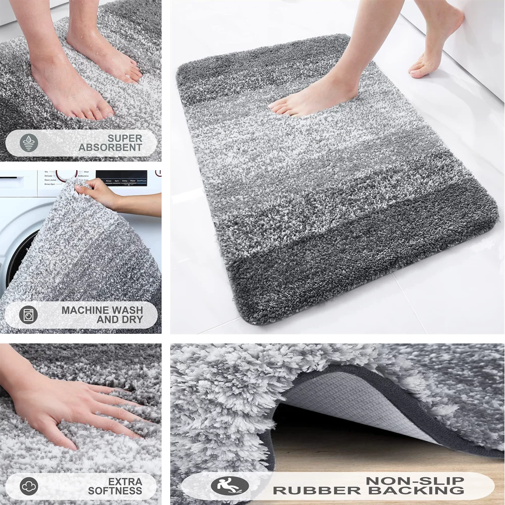 40x60CM Bathroom Rug Soft Foot Mat Absorbent Microfiber Bath Rugs Non-Slip Plush Carpet Wash Dry Bath Mat For Door Floor Shower