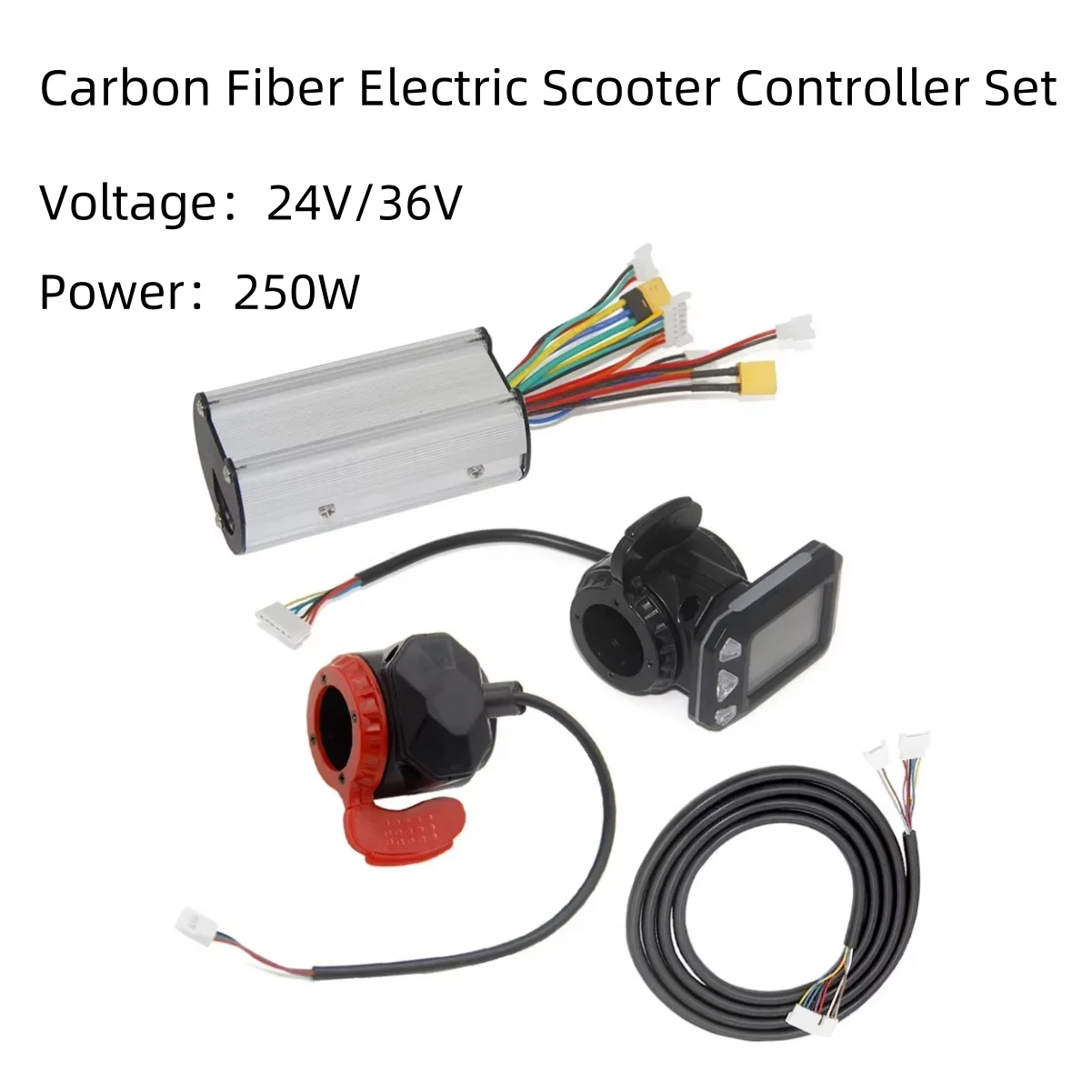 

Комплект контроллера электрического скутера из углеродного волокна (5,5/6,5 дюймов) — 24 В/36 В с ЖК-монитором, дроссельной заслонкой и деталями тормоза