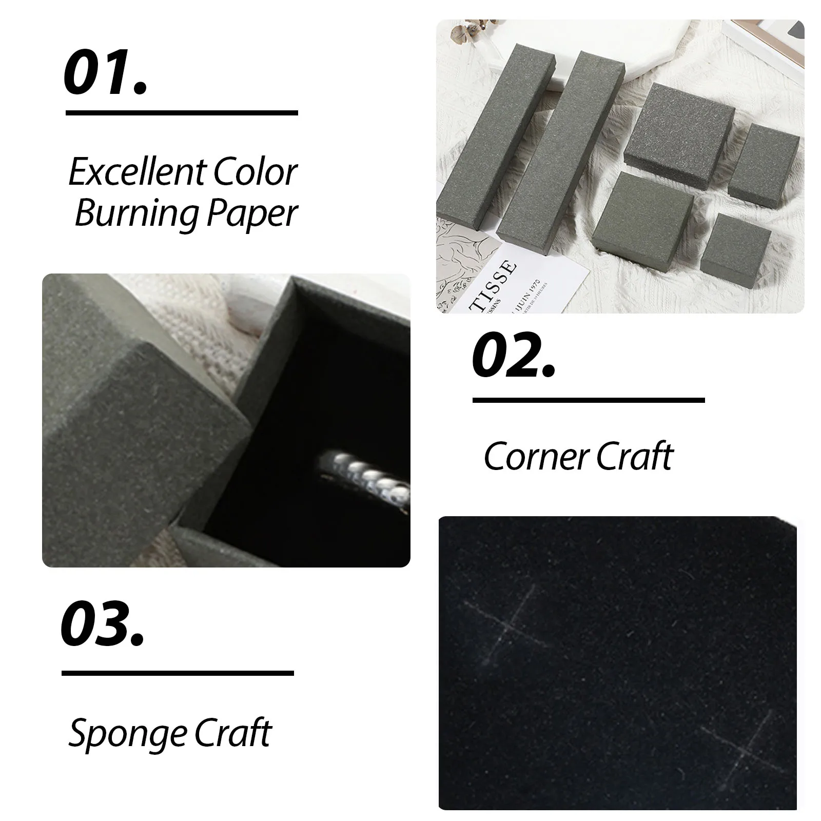 20pcs Olive Grey Paper Jewelry Box Snap Cover Box with Sponge/Pillow for Ring Bracelet Necklace Wacth DIY Packaging Accessories