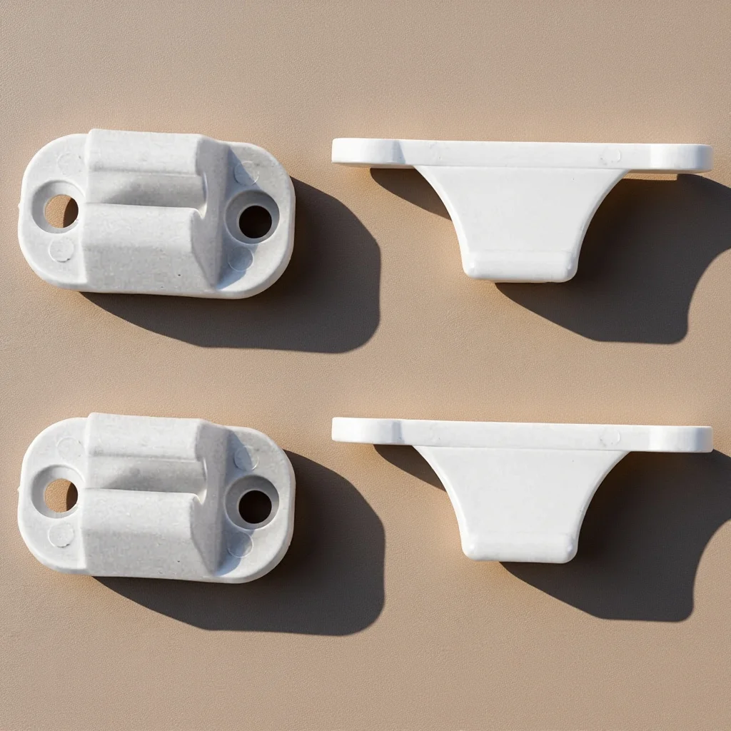 2 szt. nylonowych ograniczników do drzwi w kształcie litery T do kamperów, przyczep kempingowych i samochodów kempingowych, wytrzymałe uchwyty do drzwi zewnętrznych, blokady drzwi.