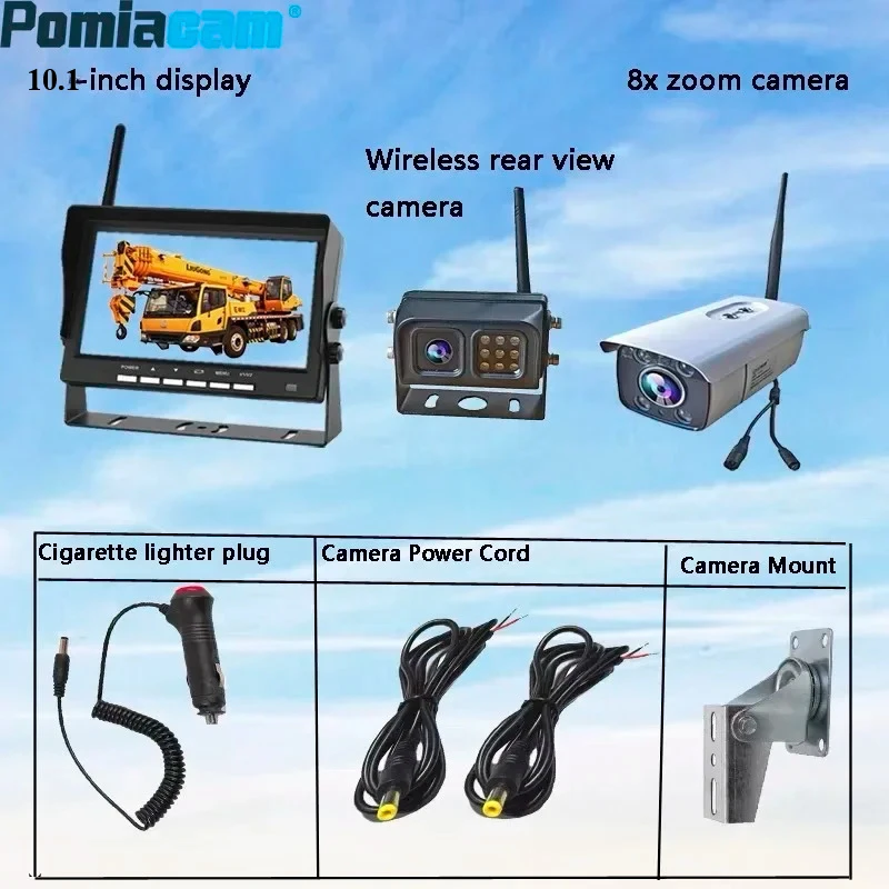 10.1 Inch 8x/30x Professional Wireless Crane Camera System AHD DVR Monitor Waterproof Night Vision  for Heavy Lifting Equipment