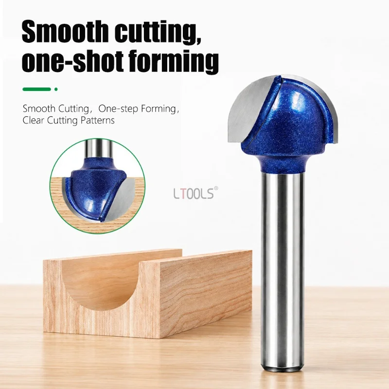 Carbide Round Bottom Router Bit Set Shank Silver Blue Arc Grooving Cutter for Wood Board Furniture Woodworking Processing