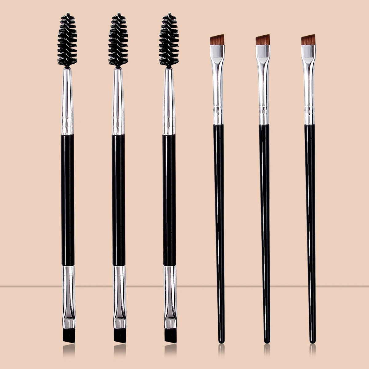 6PCS アイメイクブラシ、ダブルヘッドスパイラルアイブロウブラシ、まつげブラシ、超極細ブレードアイライナーブラシ、アイビューティーツール