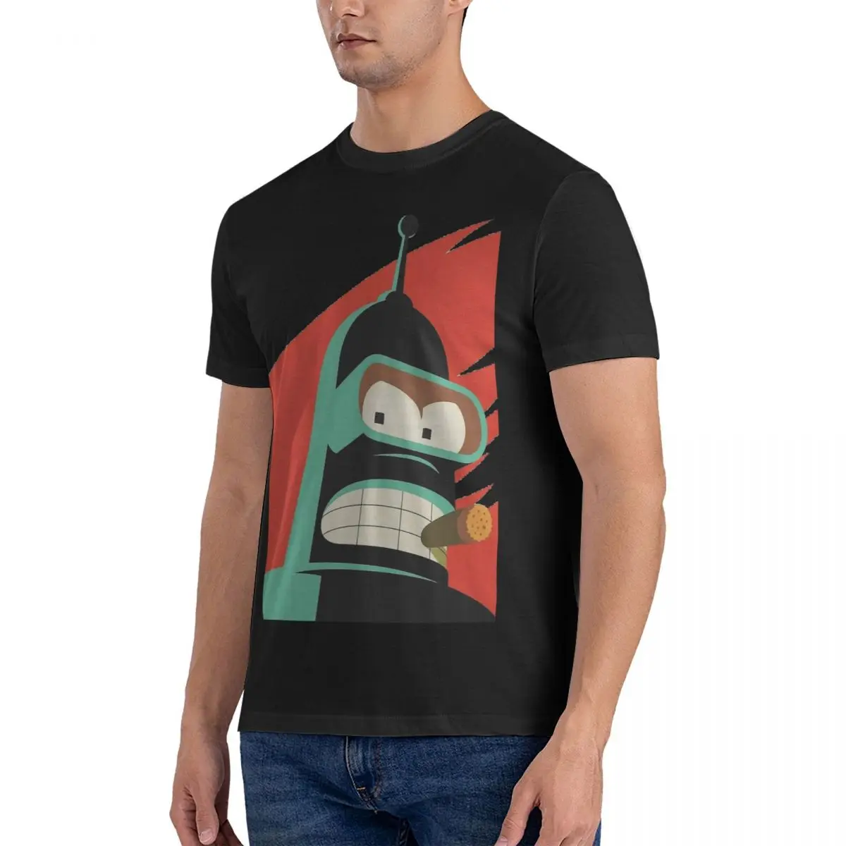 Vintage Cool T-Shirt Men Round Collar Cotton T Shirt F-Futurama Short Sleeve Tees Printed Clothes