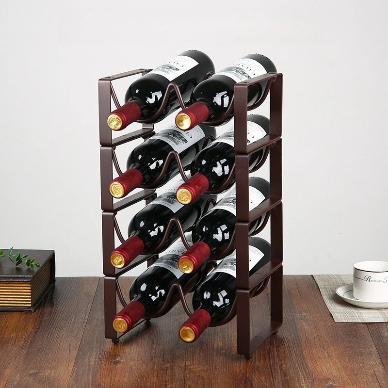 Metal Wine Rack Stackable Wine Bottle Holder Creative Decoration Display Wines Stand Kitchen Wines Organizer Bottles Shelf