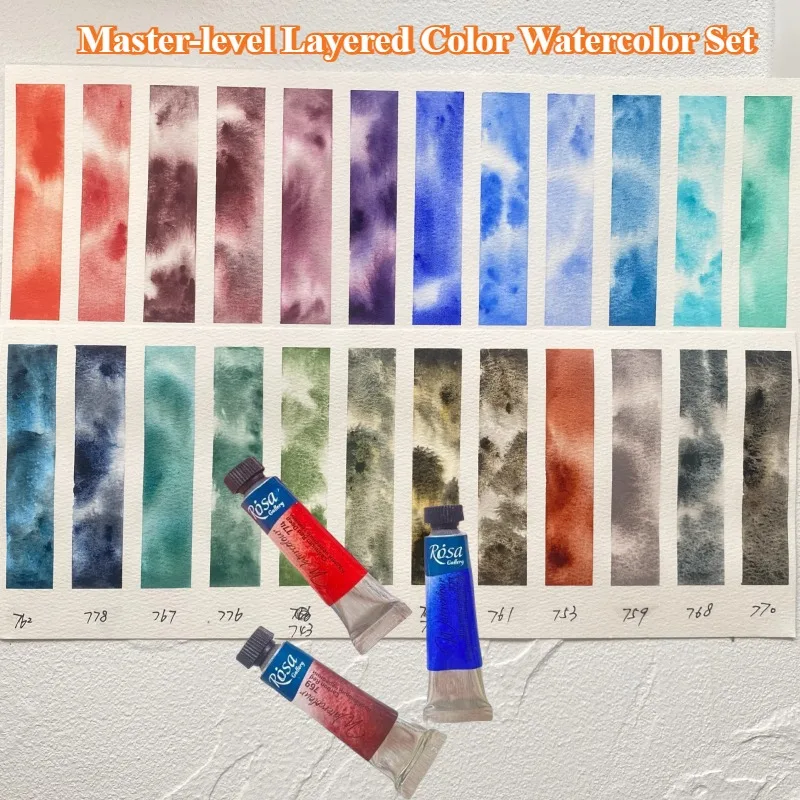 24color Artist Multi-layered Sedimentated Watercolor Pigment Plastic/iron Box Set Portable Travel Master-level Painting Supplies