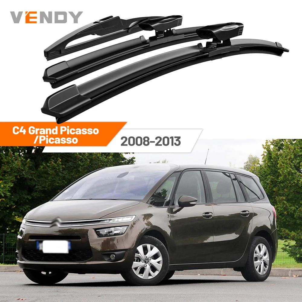 

For Citroen C4 Picasso Grand Picasso 2008-2013 2009 2010 2011 2012 Front & Rear Windshield Wiper Blades Windscreen Wipers Set