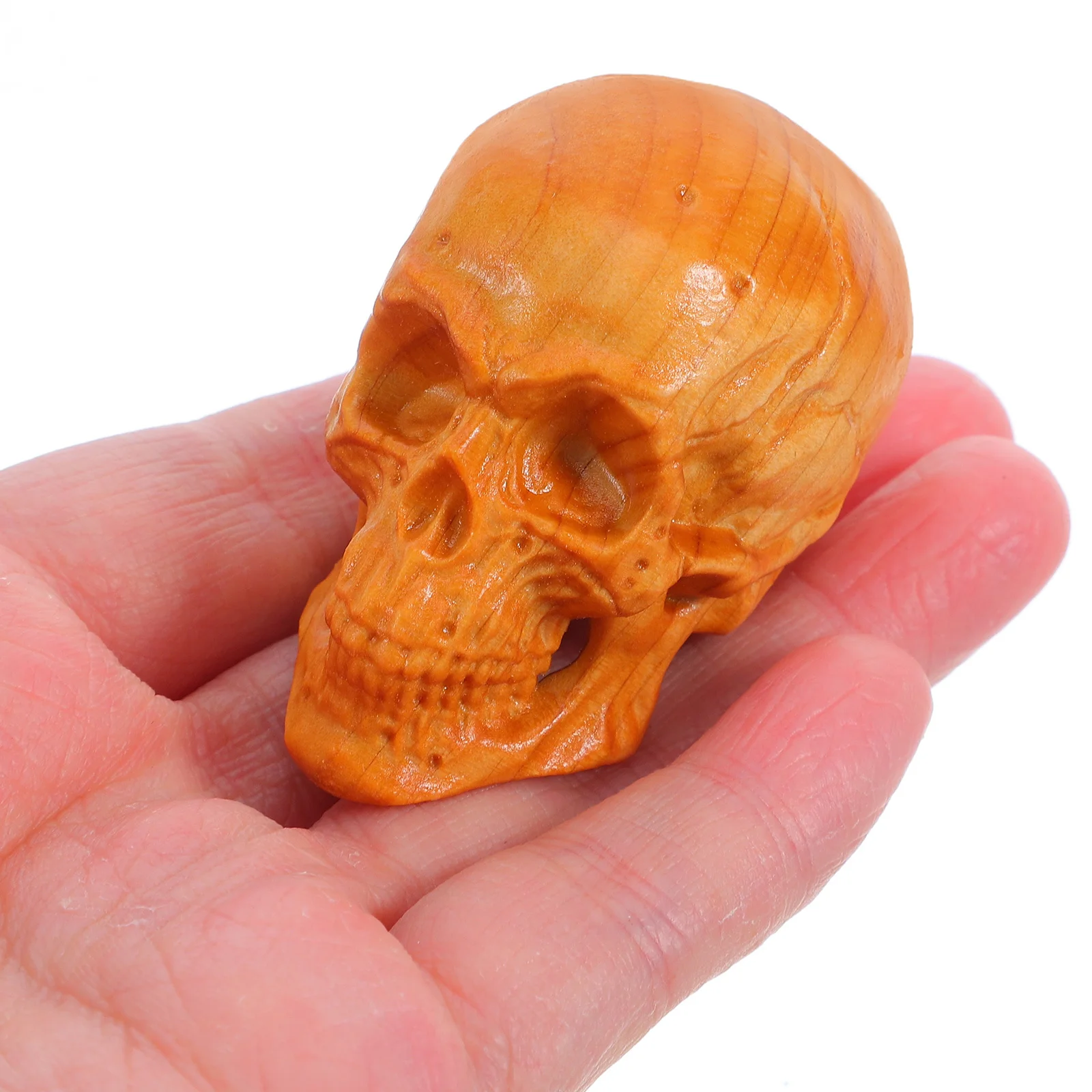 

2Pcs Detailed Wooden Skull Sculptures Macabre Elegance Decorative Pieces for Home Office Table Centerpieces Collectibles