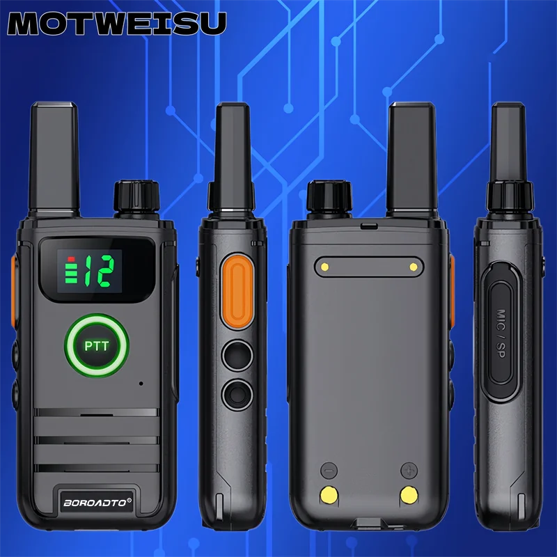 Mini Walkie Talkies 2 Pack LED Display Long Range Rechargeable Two Way Radios 16 Channels for Outdoor Hiking Camping Adventures