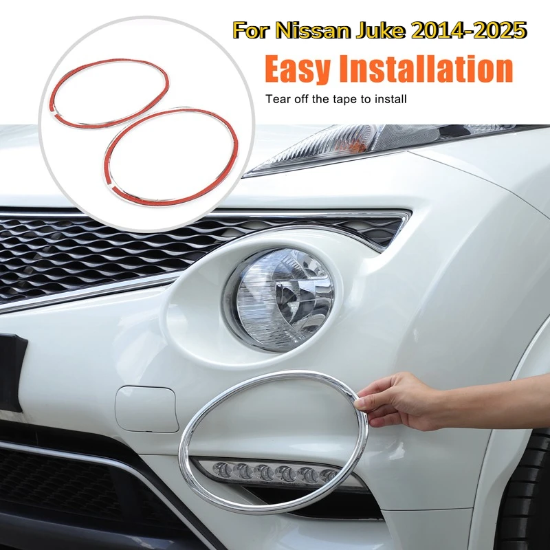 

ABS Silver Fit for Nissan Juke F15 2014-2025 Car Front Fog Light Lamp Headlight Frame Cover Trim Ring Car Accessories