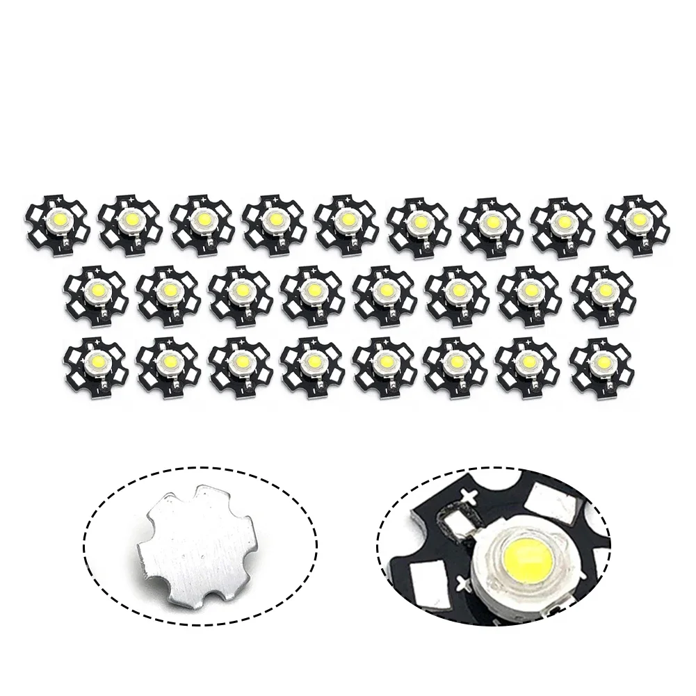 25pcs 1W 5V Led Lamp Beads High Power LED Lamp Chip Beads 200lm Brightness Light Source Chip For Floodlight Lighting Fixtures