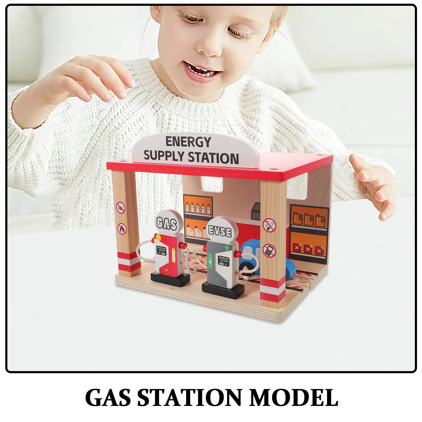 Mini Gas Station DIY Simulation Playset Kids Interactive Pretend Play Scene Micro Landscape Car Accessories Pump view 3