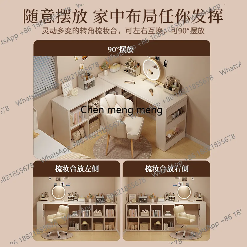 Computer Desk Corner Home Bookshelf Integrated Desk L-Shaped Study Office Desk Extendable