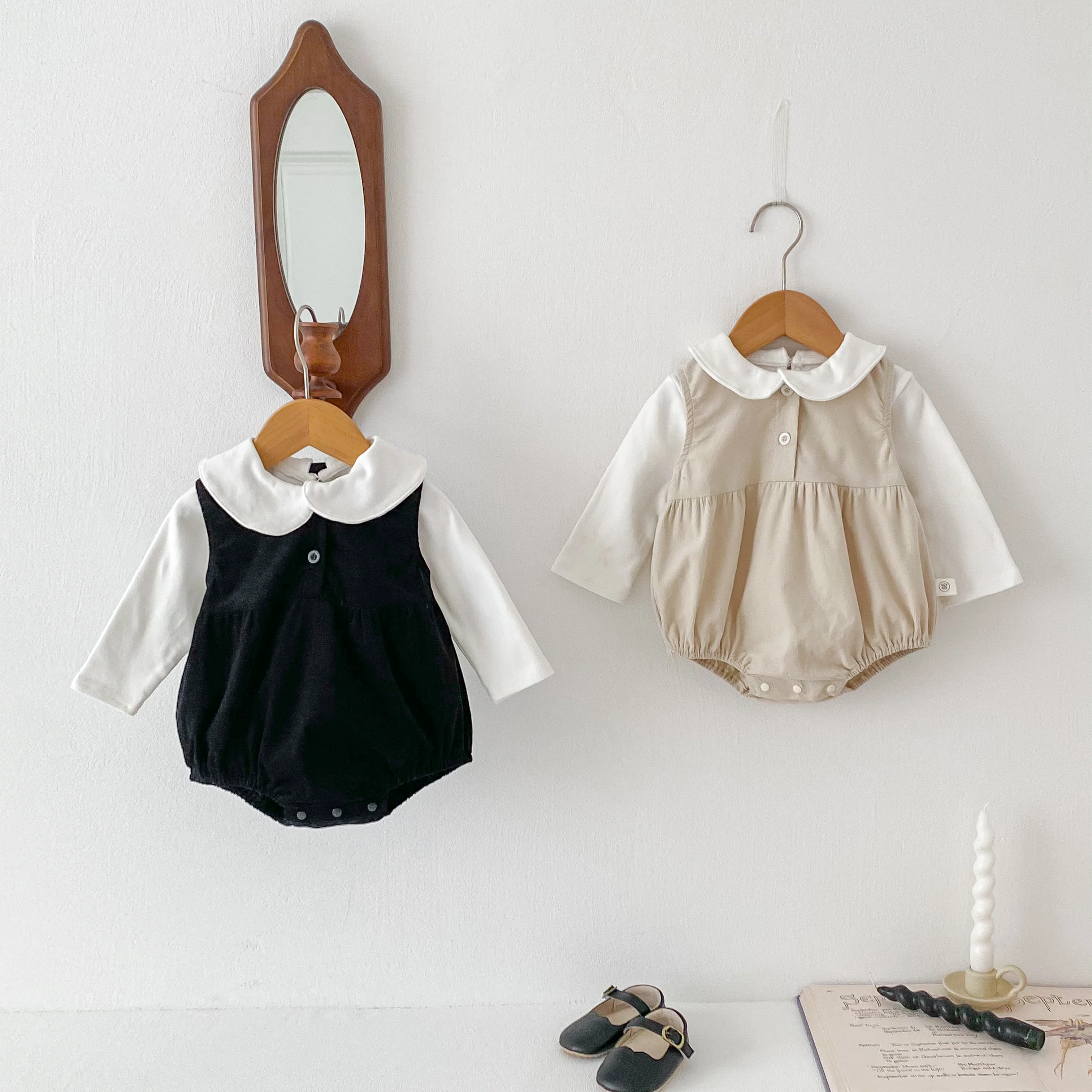 New 2024 Baby Boys Girls Jumpsuit 0-2 Years Old Newborn Baby Romper Corduroy Sleeveless Plain Infant Clothes