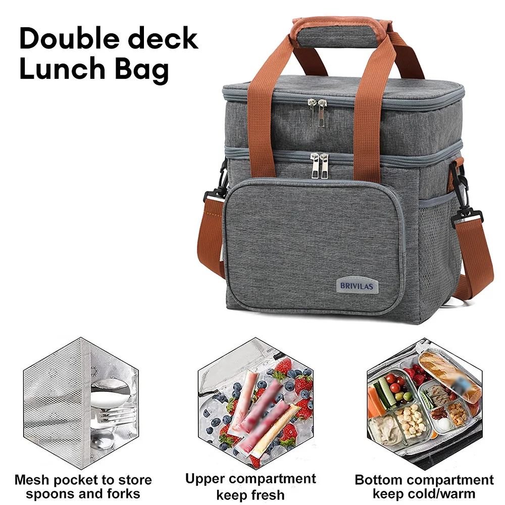 Insulated Lunch Bag Large Portable Cooler Lunch Box for Office Work Picnic Beach Workout Reusable Freezable Tote Lunch Bag