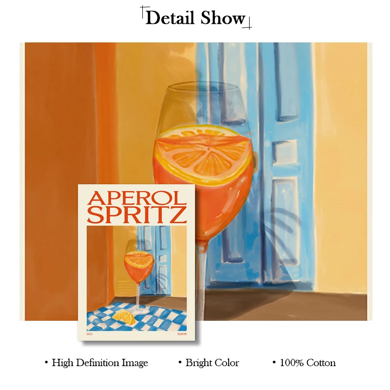 الكرتون عصير الفاكهة Mojito أبيرول سبريتز الملصقات والطباعة سانجريا شرب Negroni قماش اللوحة نادي بار متجر ديكور المنزل