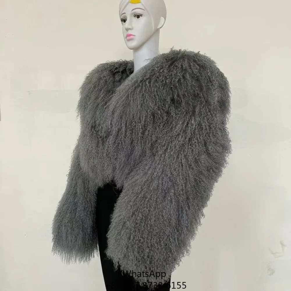 

Real Mongolian Lamb Fur Coat Short Coats With Real Fur For Ladies