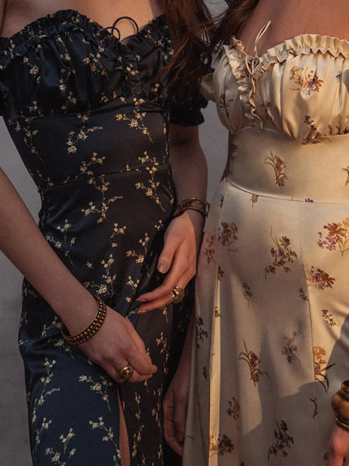 Sexy One oulder Split Dr Dames Casual Hoge Taille Polyester Vezel Halflange Rok V-Ne ort Sve Bloemenprint