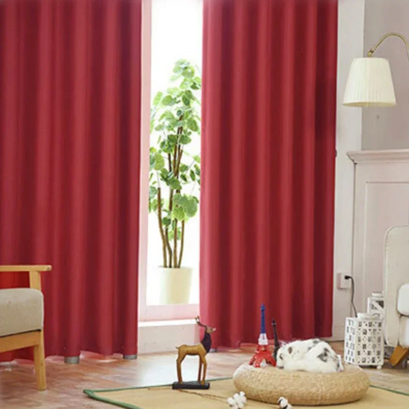 

Luxurious Romantic Curtains for Living Dining Room Bedroom Blackout Curtain Fabric Floor Balcony Solid Color Red Happy Wedding