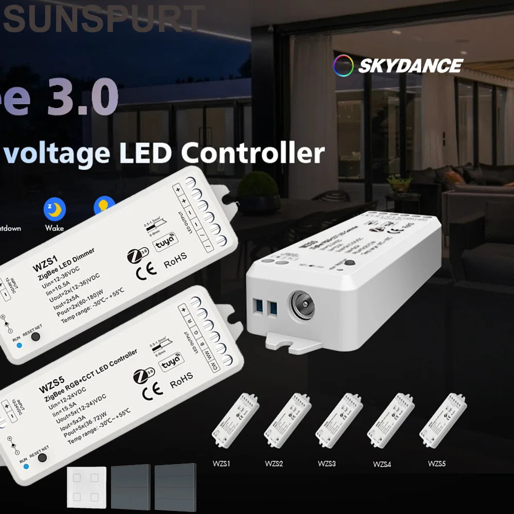 10Zigbee 3.0 DC12-24-36V LED Controller WZS1/2/3/4/5 Voice /Google/Alexa control For Single Color CCT RGB RGBW RGB+CCT Led Strip