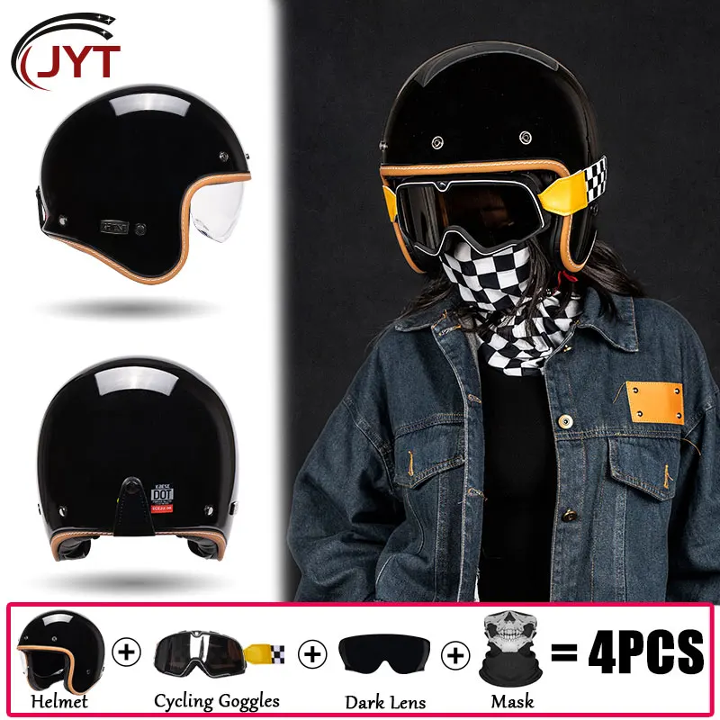 

DOT Approved Open Face Helmet 3/4 Motorcycle Helmets Men TT&COCASCOS German Style Jet Helmet Four Seasons Capacete De Moto