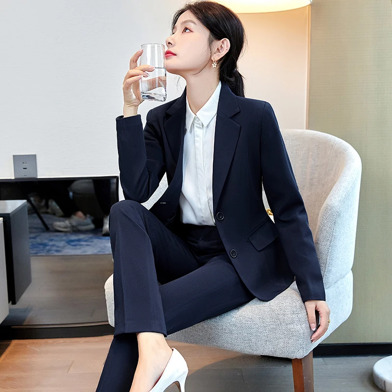 Fleece Lined Professional Women's Suit Set Work Interview Outfit Career Ready Light Maturity Office Wear Polyester Blend