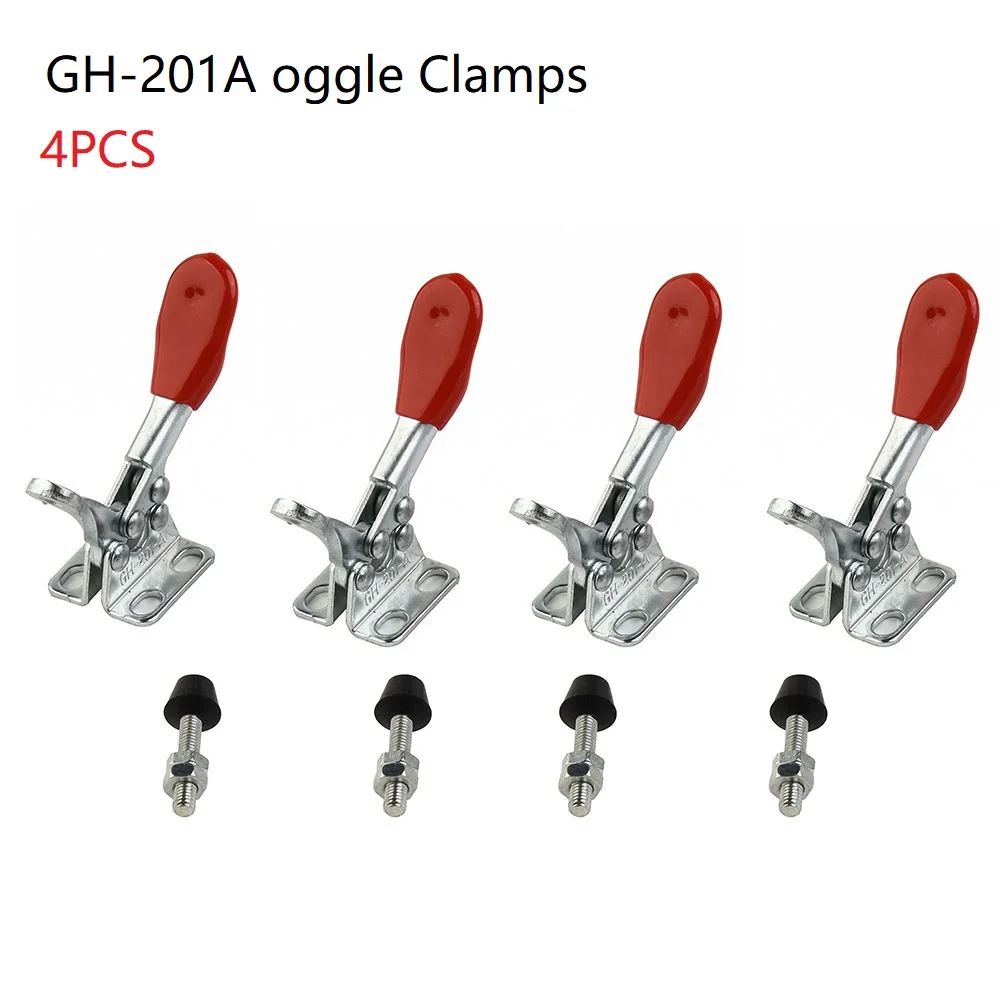 4PCS GH-201A toggle clamps For Woodworking Joinery 80mm Horizontal Vertical Toggle Metal Clamp Quick-Release 27KG Hand Clip Tool