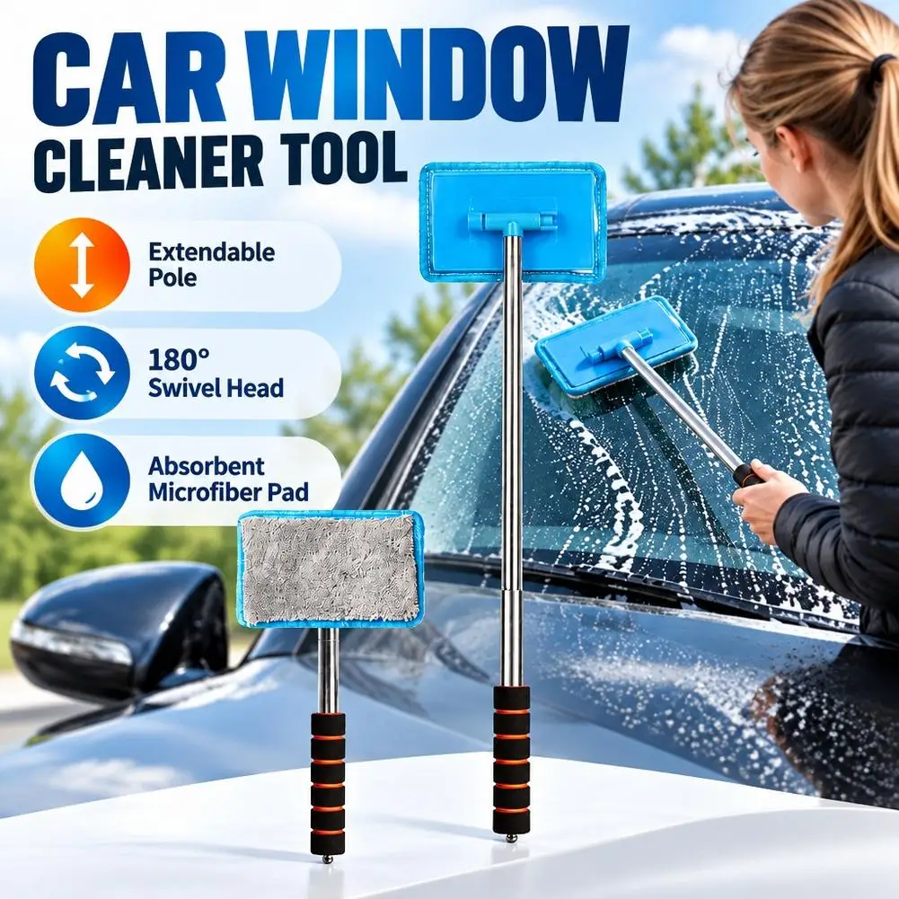 Automobile Windshield Water Scraping Telescopic Automobile Glass Wiper Auto Cleaning Tools Window Cleaning Brush Cleaning Cloth