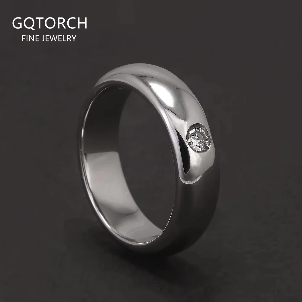 

925 Sterling Silver Zircon Wedding Band for Men Women Classic Flat Plain Simple Couple‘s Lovers Engagement Ring Jewelry