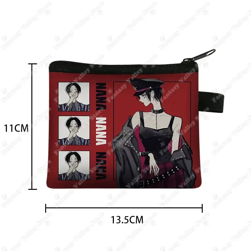 Porte-monnaie Manga en pierres noires pour femmes, porte-cartes de crédit, écouteurs, porte-clé, porte-monnaie, mignon, cadeau