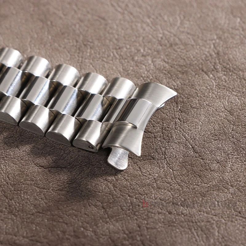 Pulseira de metal sólido de 20 mm para Rolex com extremidade curvada pulseira de aço inoxidável para fivela presidencial de ostra para homens prata ouro