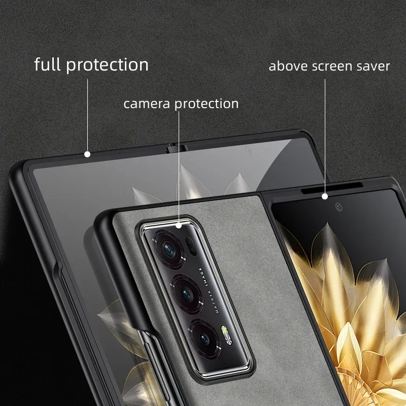 Luxury Leather Matte Flip Folding Phone Case for Honor Magic V V2 Case for Honor MagicV2 Thin Lightweight Shockproof Back Cover