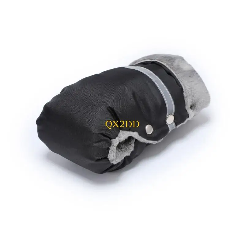 QX2D Windproof Stroller Hand Warmer with Fleece and Cotton Baby Cart Mittens Outdoor
