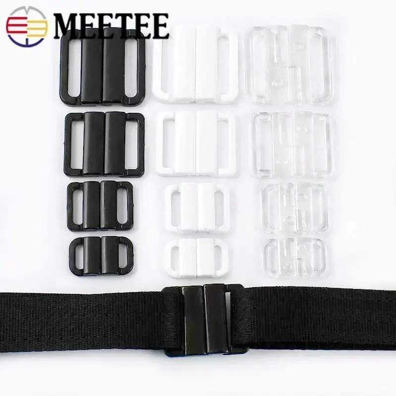 30Sets Plastic Bikini Buckle 10/15/20/25mm Resin Front Closure Adjustor Snap Button Underwear Bra Bow Tie Clasp Sewing Accessory